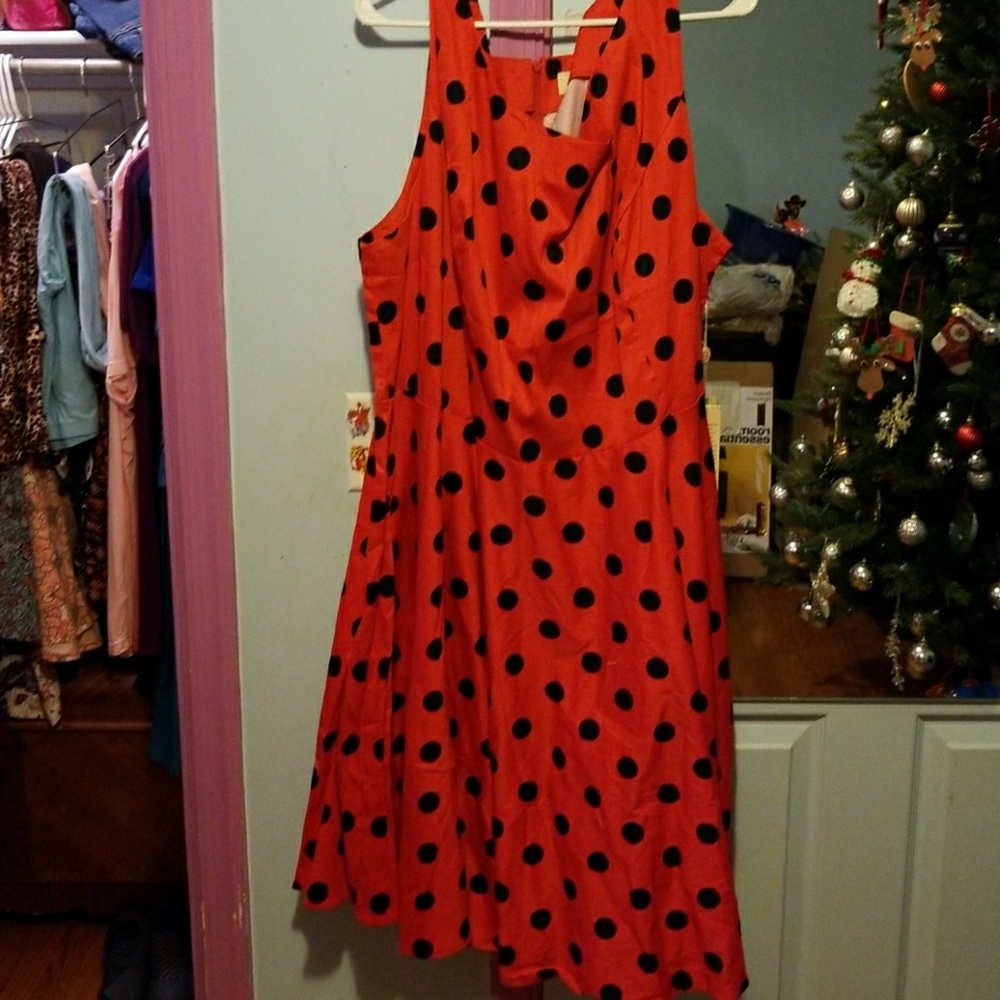 Red and Black Polka Dot Dress